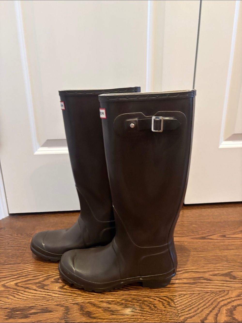 Hunter Gloss Tall Rain Boots in Brown